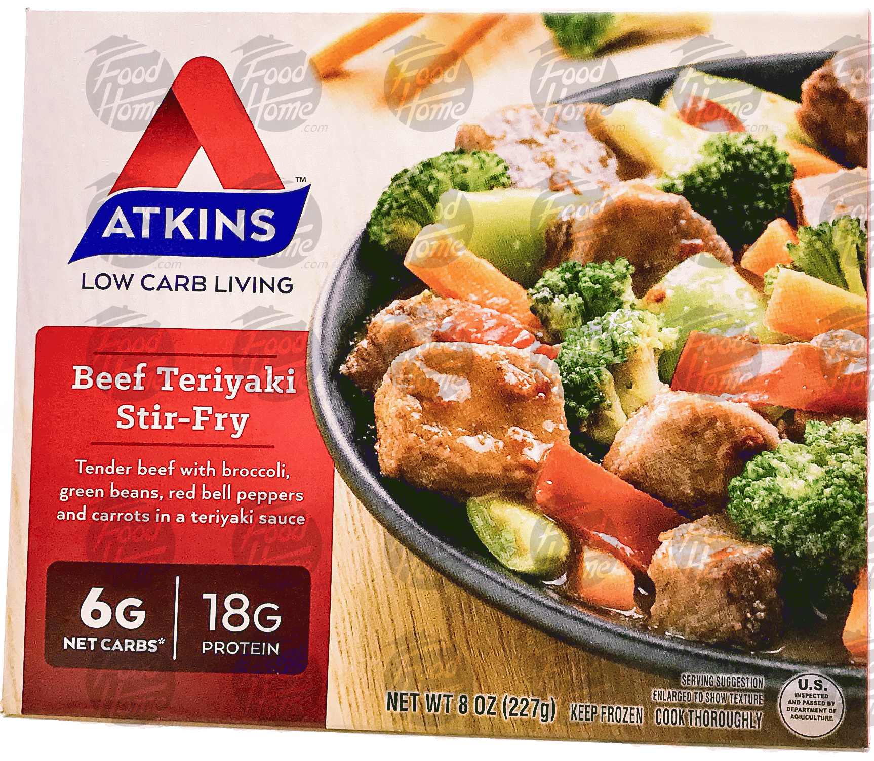 Atkins  beef teriyaki stir-fry, frozen box Full-Size Picture